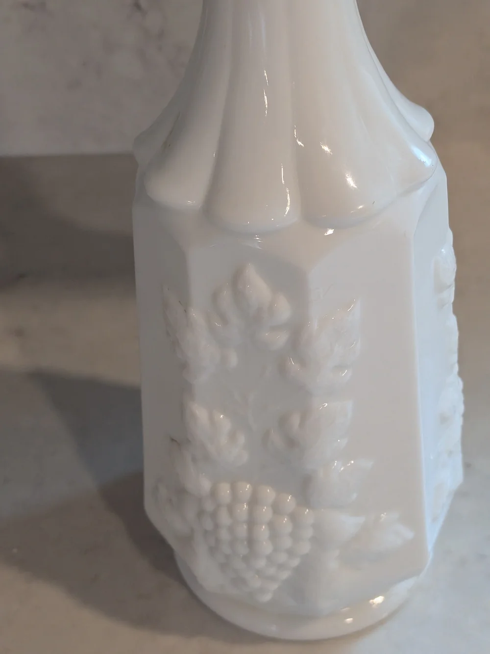 Vintage 2007s White Milk Glass Decanter 13